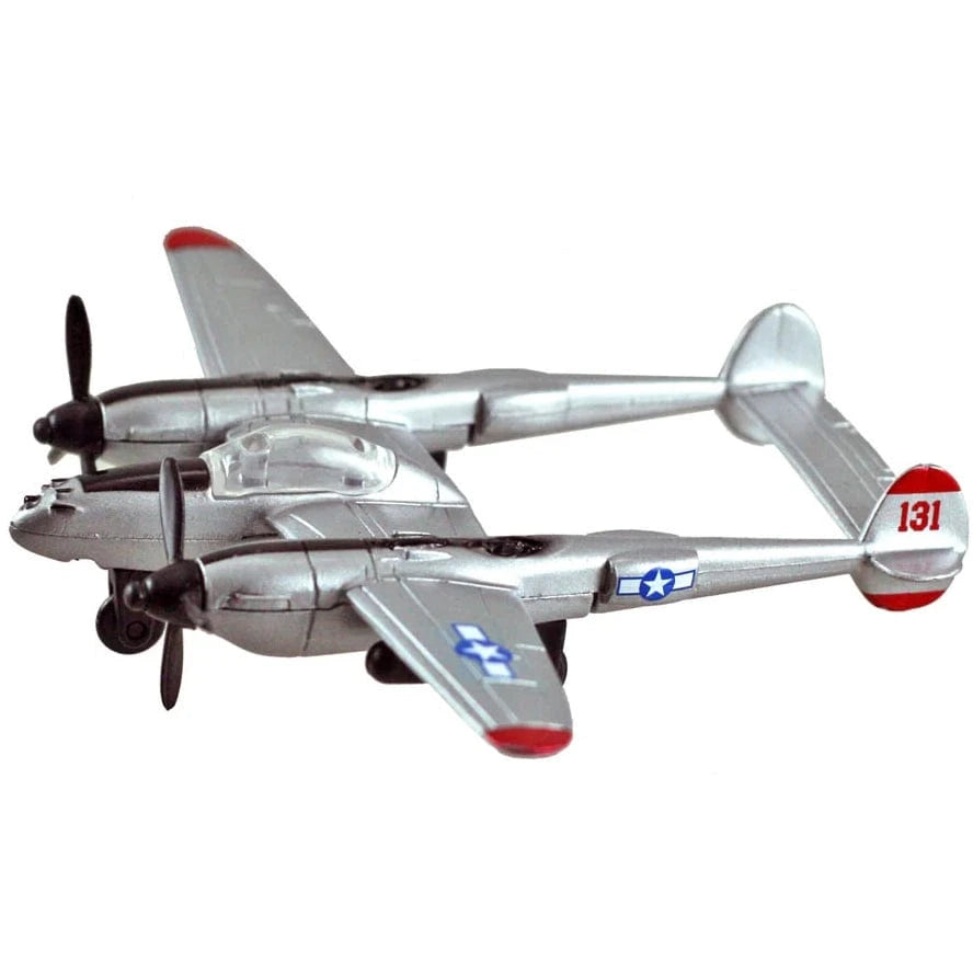 Wow Toyz Die Cast Planes InAir - 4.5" P-38 Lightning Silver