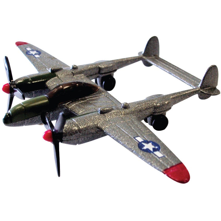 Wow Toyz Die Cast Planes InAir - 4.5" P-38 Lightning Silver