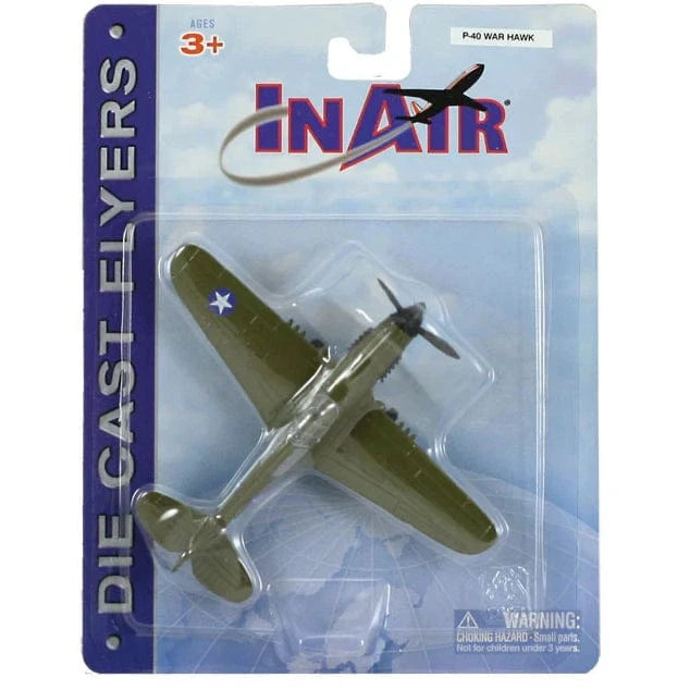 Wow Toyz Die Cast Planes InAir - 4.5" P-40 Warhawk - Green