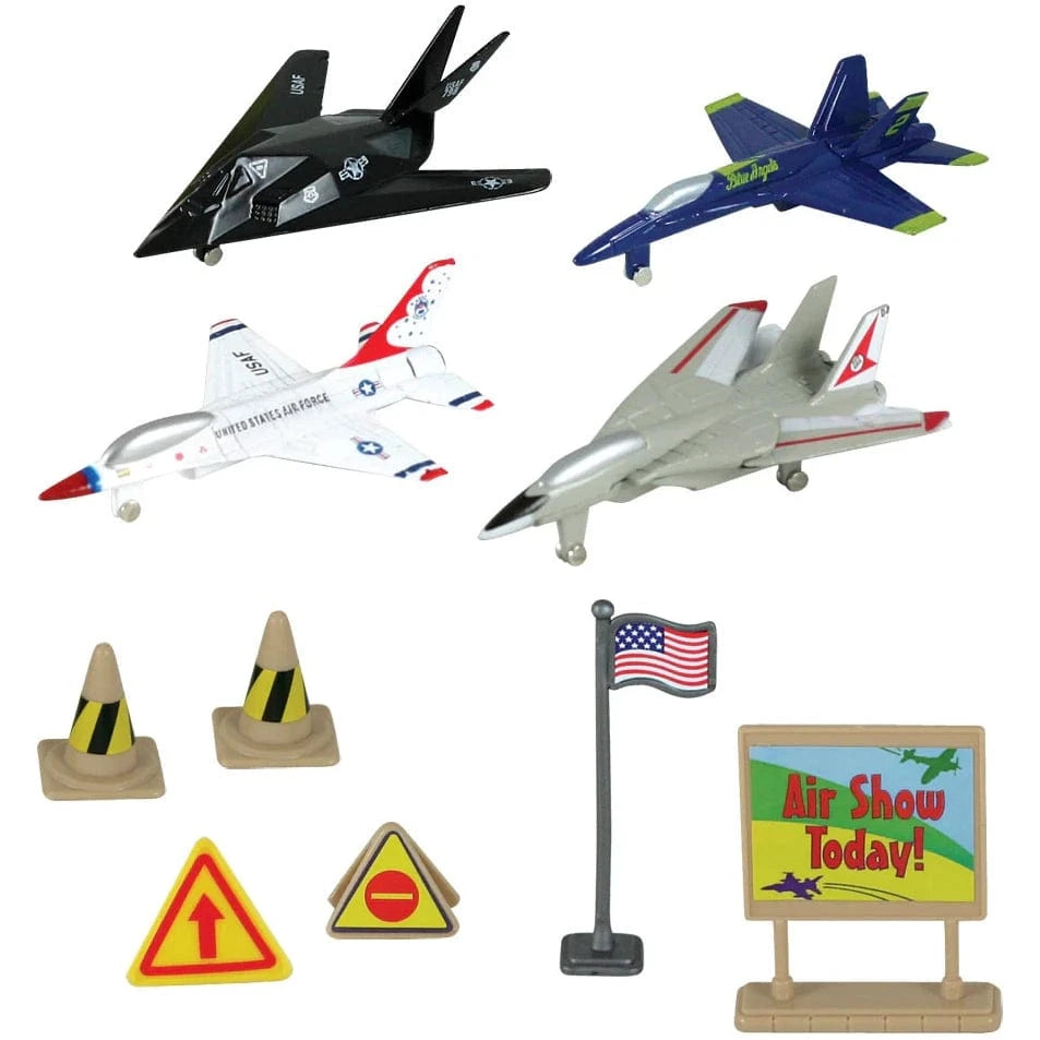 Wow Toyz Die Cast Planes WowToyz Modern Fighter Planes 10 Piece w/Backpack