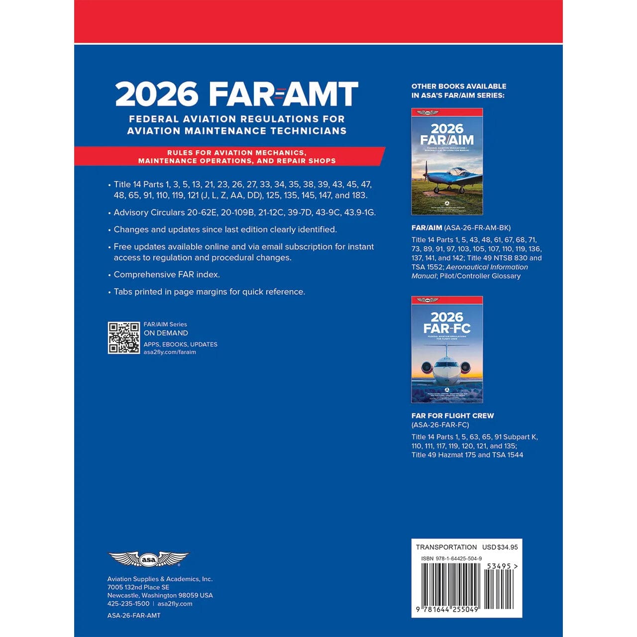 ASA Federal Aviation Regulations ASA 2026 FAR-AMT - Master Federal Aviation Regulations with the Ultimate Guide for Aviation Maintenance Technicians