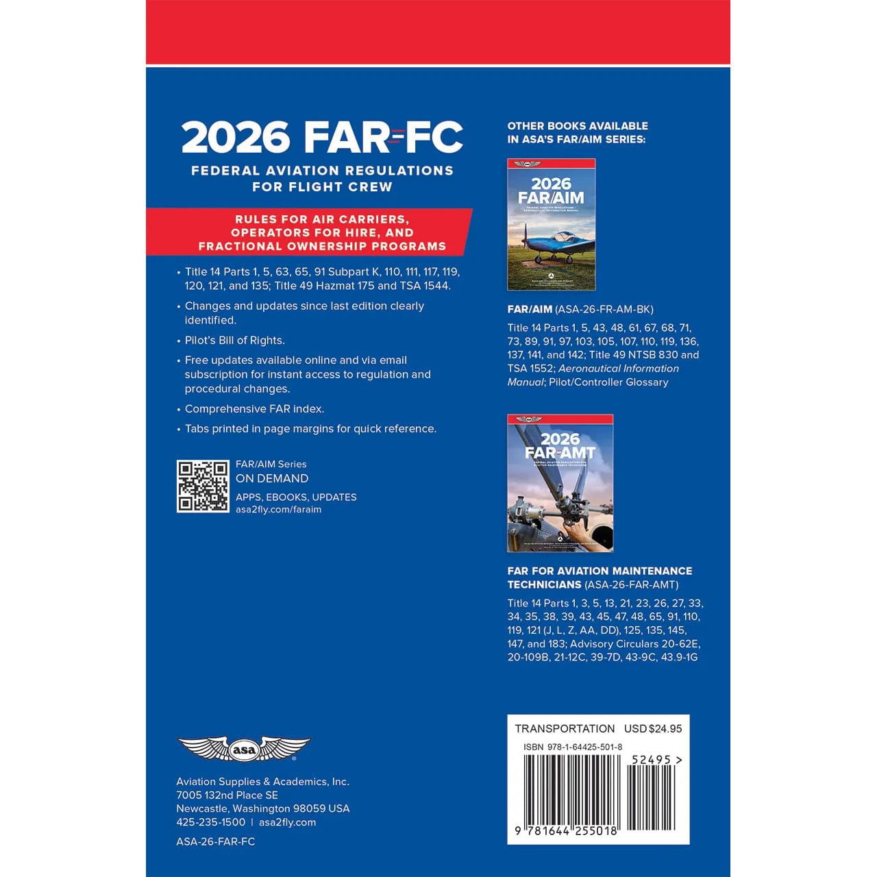 ASA Federal Aviation Regulations ASA 2026 FAR-FC Flight Crew Book - Your Essential Guide to Updated Aviation Regulations and Pilot Rights