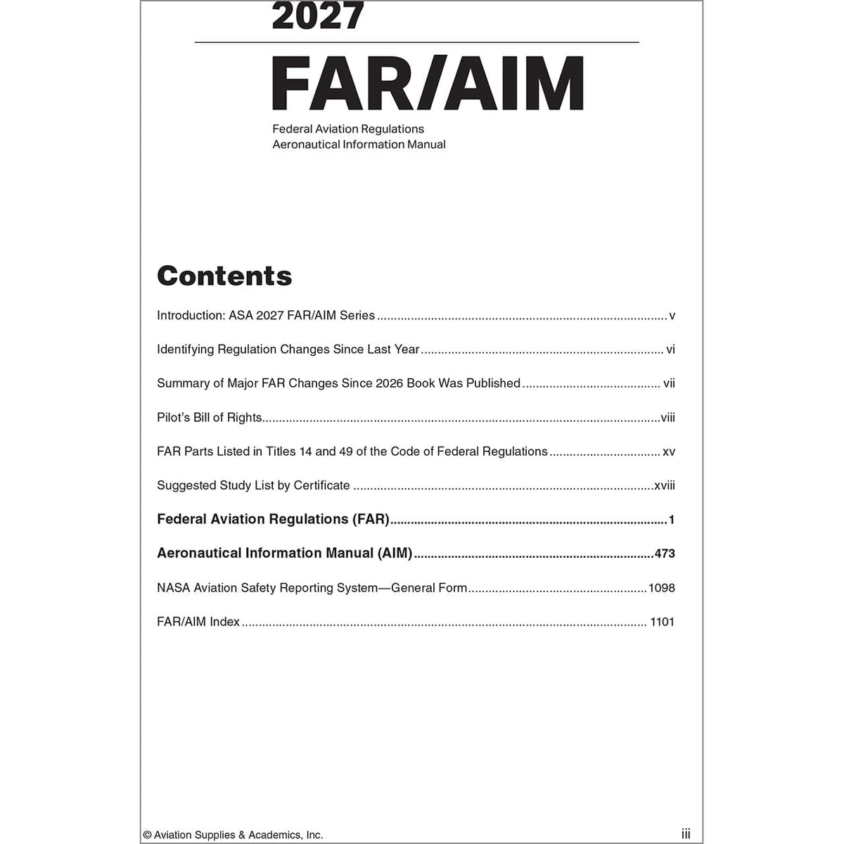 ASA Federal Aviation Regulations ASA 2027 FAR/AIM Handbook - FAA Regulations Guide for Pilots & Instructors