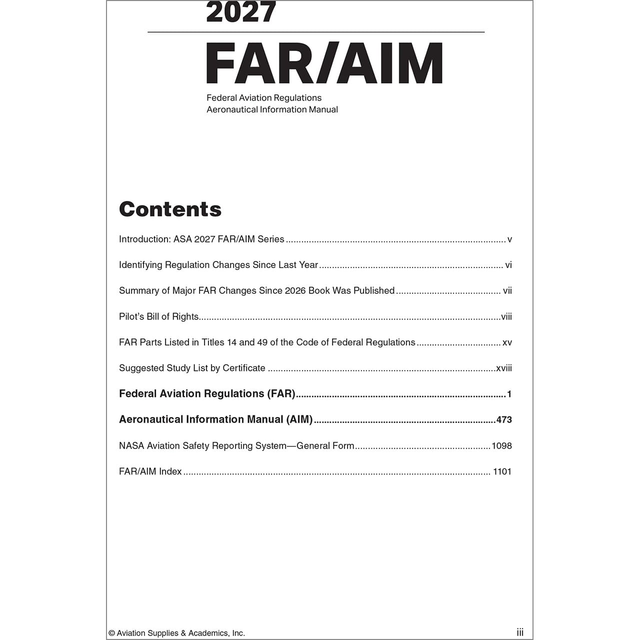 ASA Federal Aviation Regulations ASA 2027 FAR/AIM Handbook - FAA Regulations Guide for Pilots & Instructors