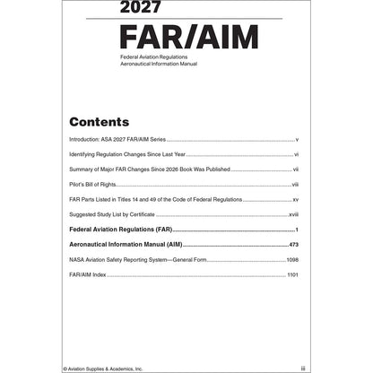 ASA Federal Aviation Regulations ASA 2027 FAR/AIM Handbook - FAA Regulations Guide for Pilots & Instructors