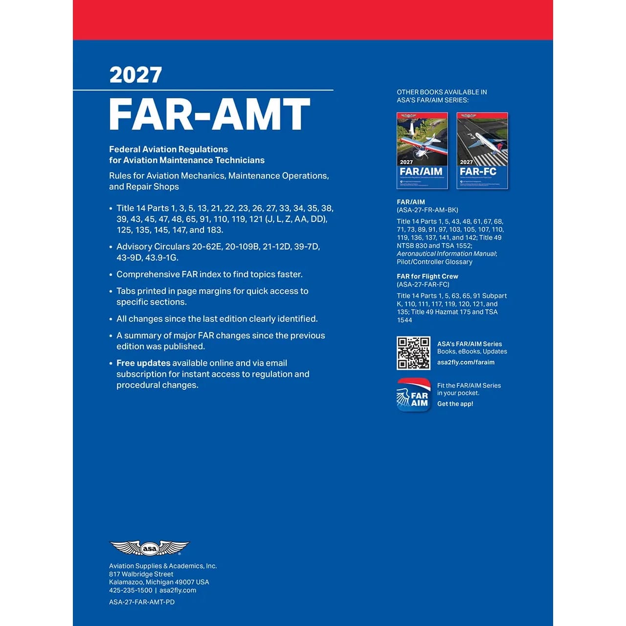 ASA Federal Aviation Regulations ASA 2027 FAR-AMT - Federal Aviation Regulations for Maintenance Technicians