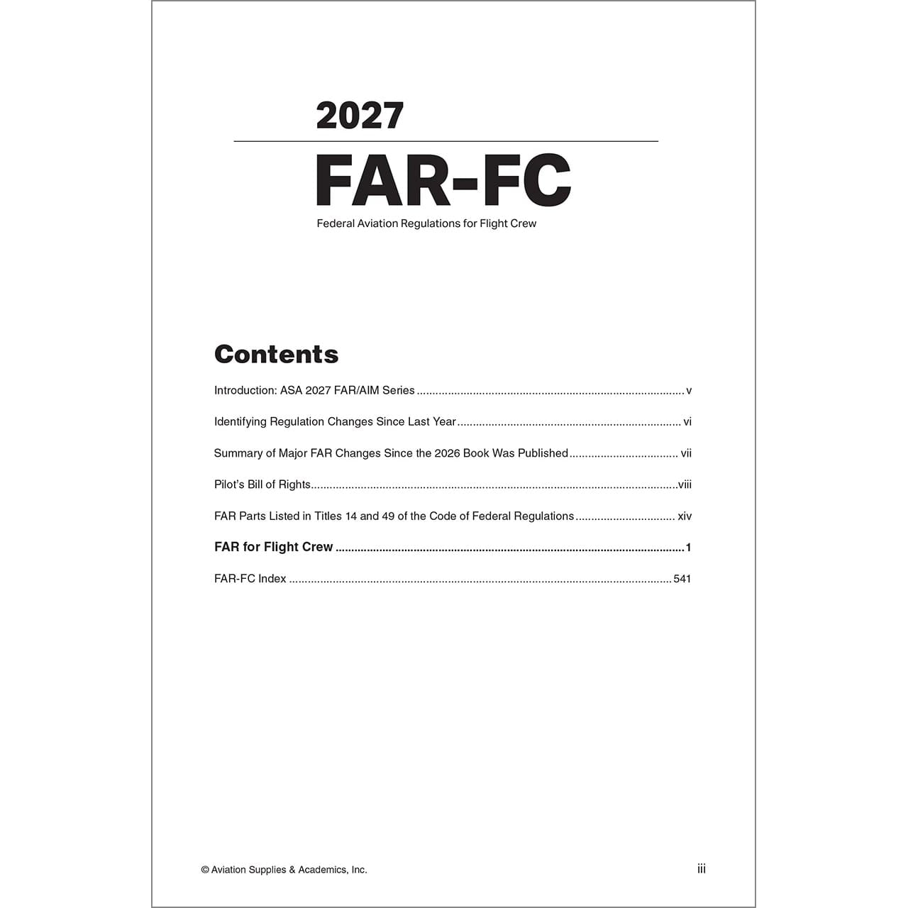 ASA Federal Aviation Regulations ASA 2027 FAR-FC Flight Crew Book - Aviation Regulations & Pilot Rights