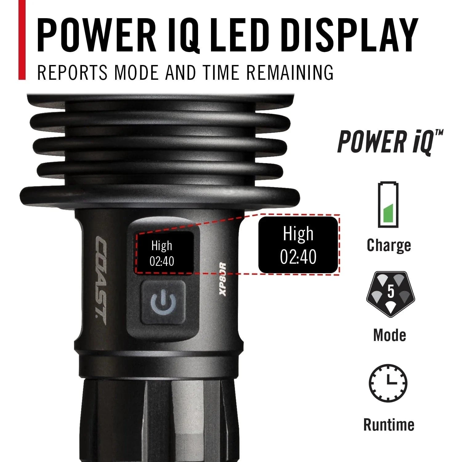 Coast Flashlights Coast Rechargeable Dual Power 15,000 Lumen Flashlight XP80R