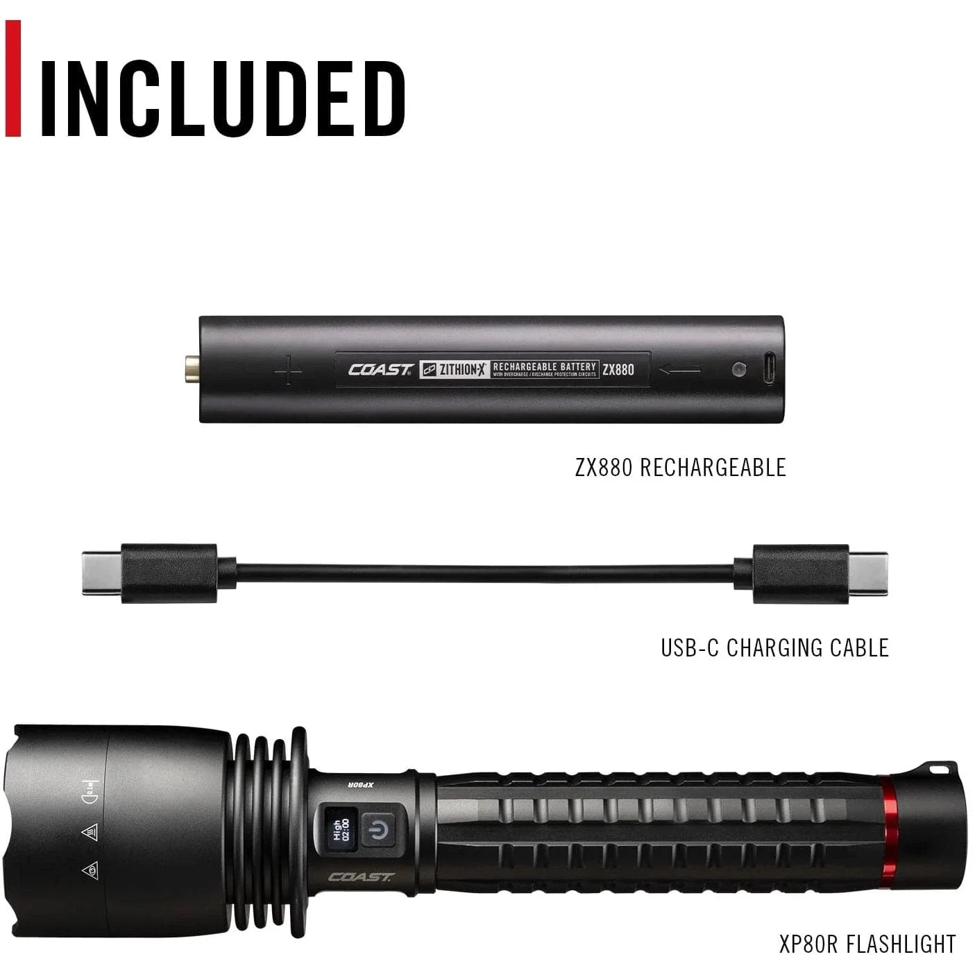 Coast Flashlights Coast Rechargeable Dual Power 15,000 Lumen Flashlight XP80R