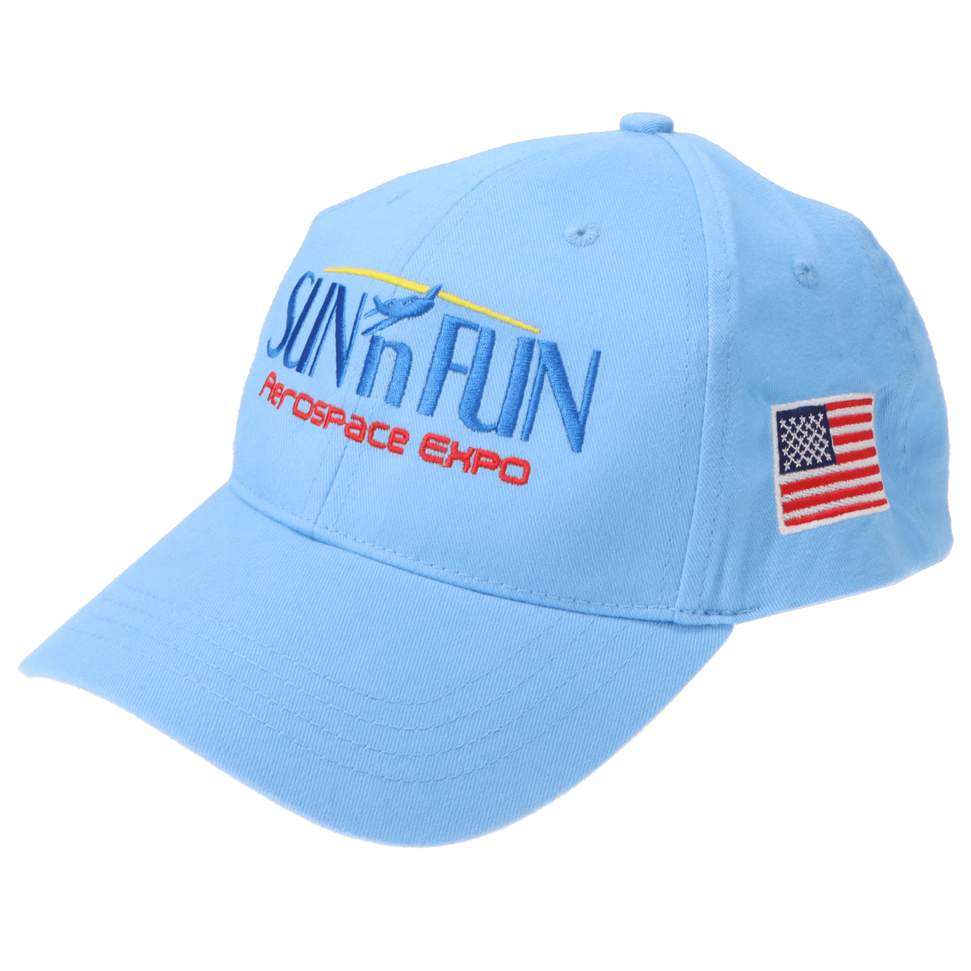 SUN 'n FUN Headwear Baby Blue SUN 'n FUN Baby Blue Unstructured Cap w/American Flag Color Embroidery