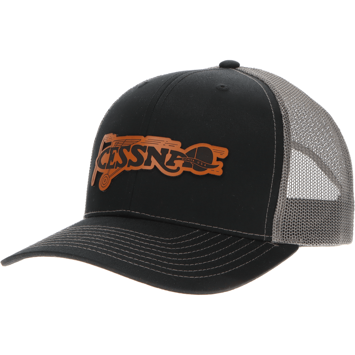 Aeroplane Apparel Company Headwear Black/Charcoal Cessna 20's & 30's Logo Heritage Trucker Hat - Buckskin