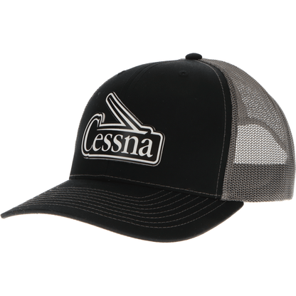 Aeroplane Apparel Company Headwear Black/Charcoal Cessna 50's & 60's Logo Velocity Trucker Hat - Black/White