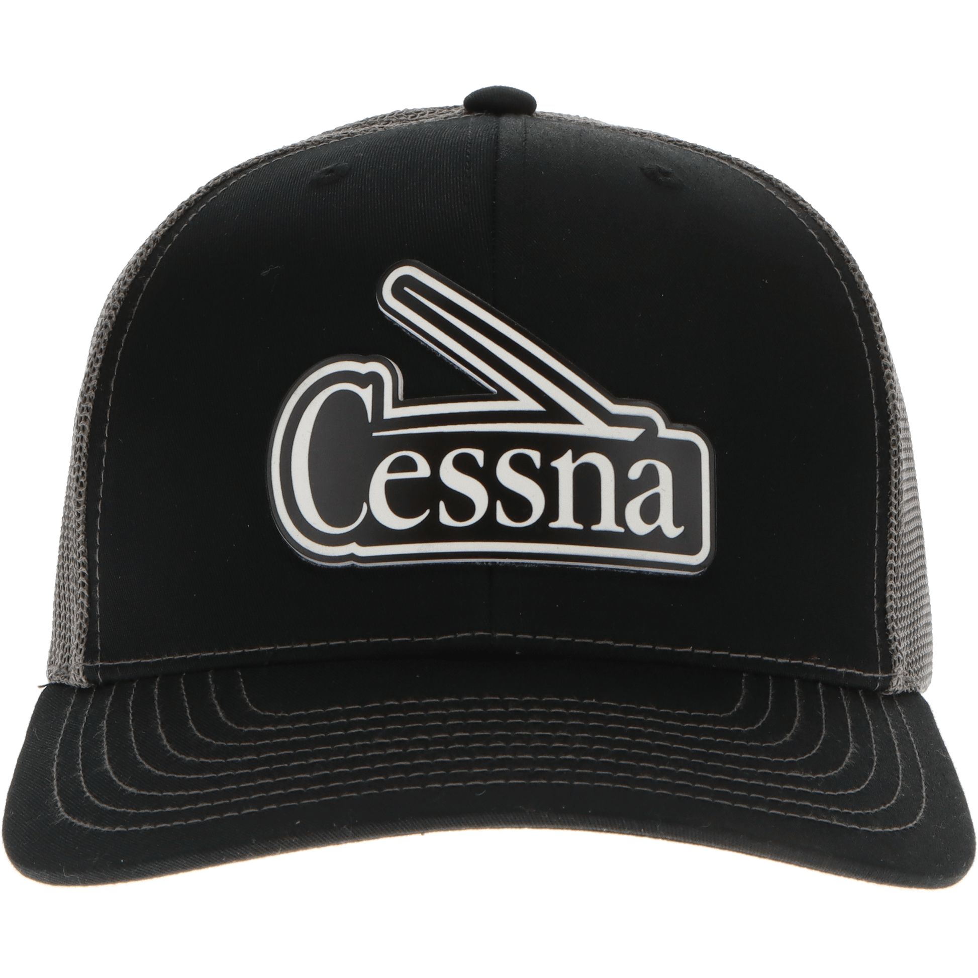 Aeroplane Apparel Company Headwear Black/Charcoal Cessna 50's & 60's Logo Velocity Trucker Hat - Black/White