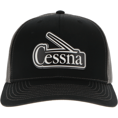 Aeroplane Apparel Company Headwear Black/Charcoal Cessna 50's & 60's Logo Velocity Trucker Hat - Black/White