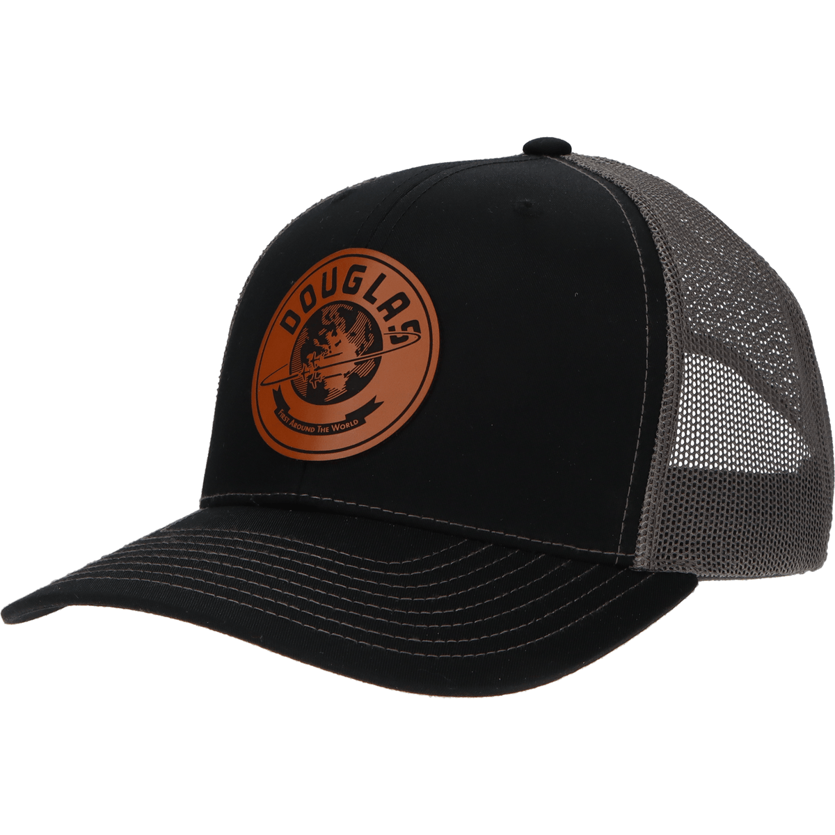Aeroplane Apparel Company Headwear Black/Charcoal Douglas "First Around the World" 1930s Logo Heritage Trucker Hat - Buckskin