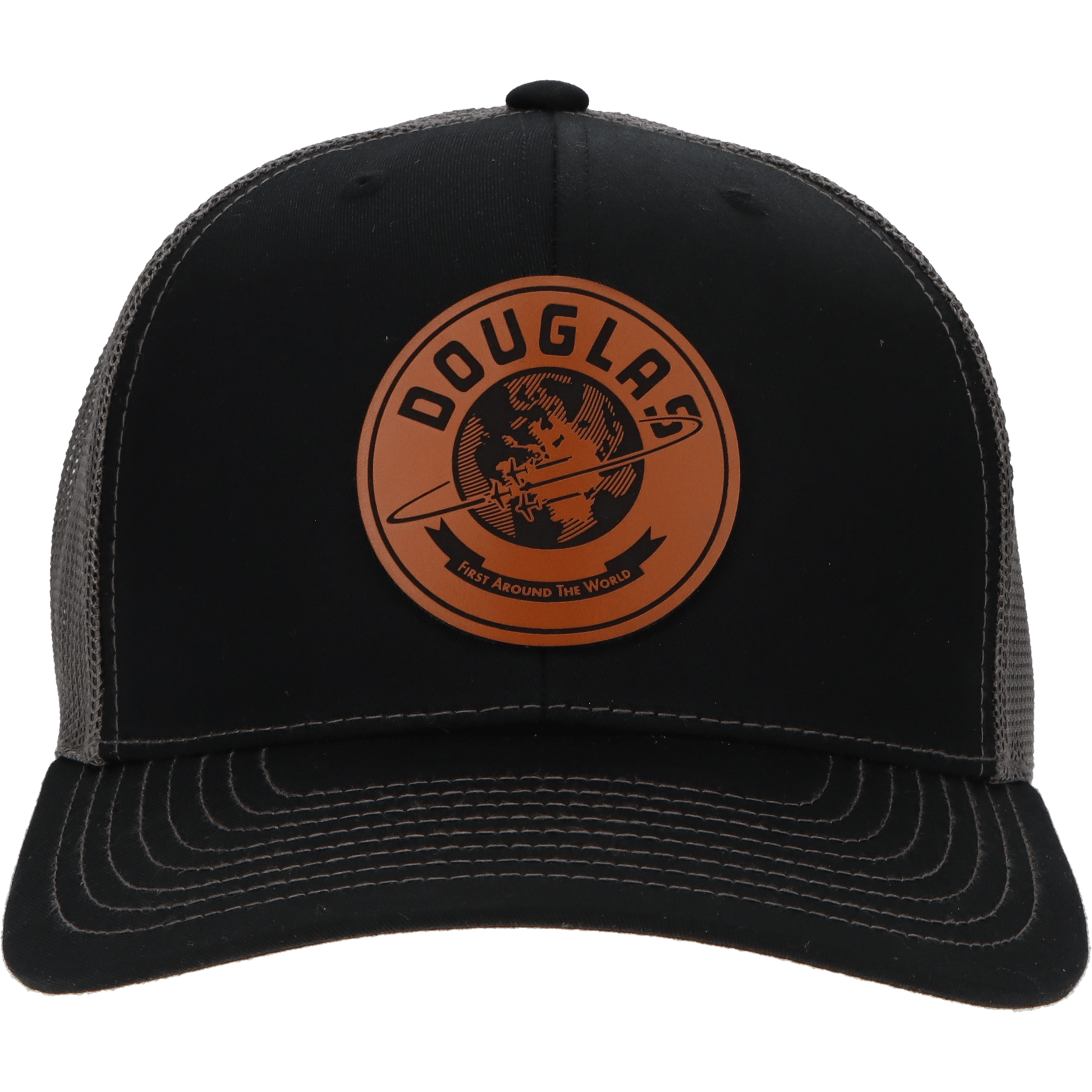 Aeroplane Apparel Company Headwear Black/Charcoal Douglas "First Around the World" 1930s Logo Heritage Trucker Hat - Buckskin