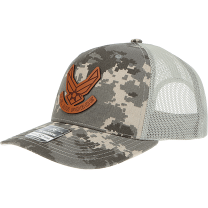 Aeroplane Apparel Company Headwear Camoflage U.S. Air Force Symbol Heritage Trucker Hat - Buckskin