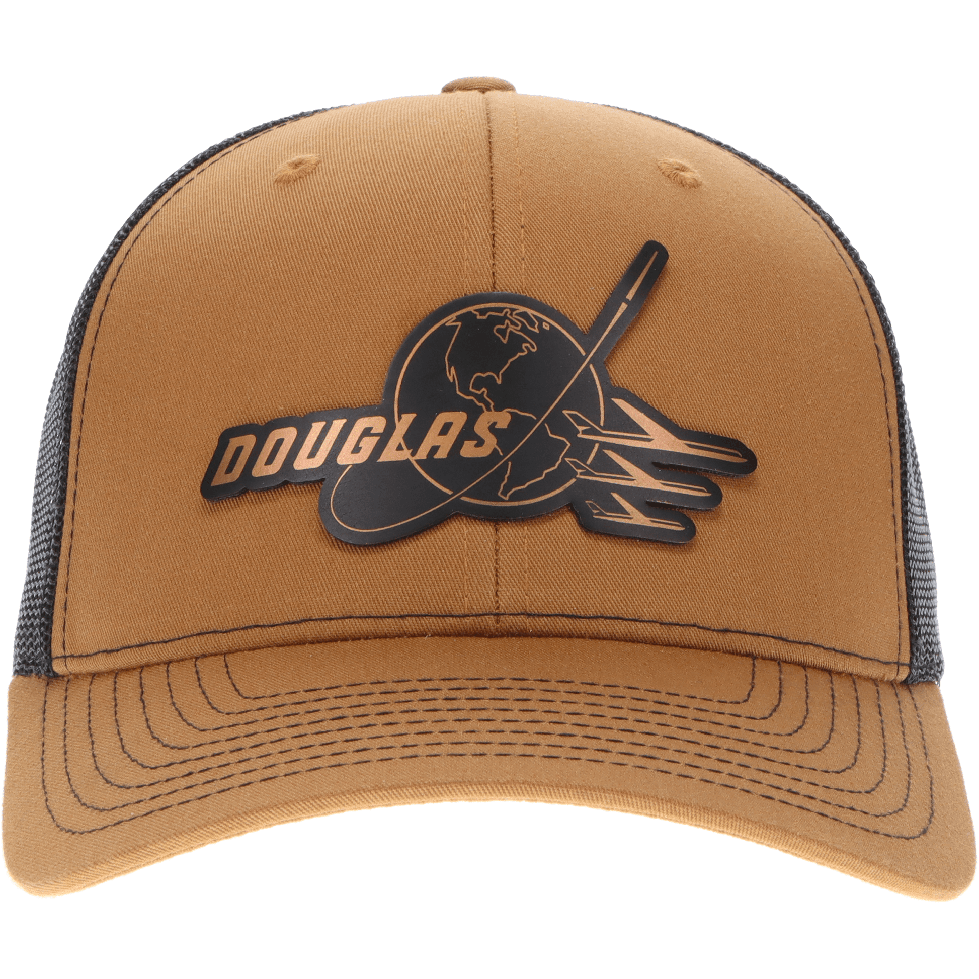 Aeroplane Apparel Company Headwear Caramel/Black Douglas 1960s Logo Heritage Trucker Hat - Chrome