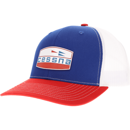 Aeroplane Apparel Company Headwear Cessna 70's Crest Logo Velocity Trucker Hat - Red/White/Blue
