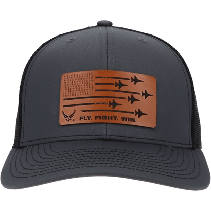 Aeroplane Apparel Company Headwear Charcoal/Black U.S. Air Force "Fly Fight Win" Richardson 112 Heritage Trucker Hat - Buckskin