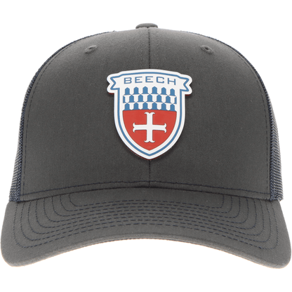 Aeroplane Apparel Company Headwear Charcoal/Navy Beechcraft Shield Velocity Trucker Hat - Red/White/Blue