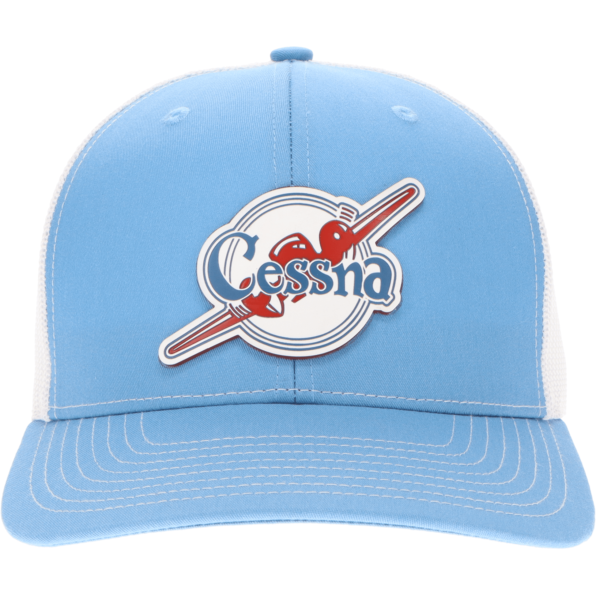 Aeroplane Apparel Company Headwear Columbia Blue/White Cessna 40's Logo Velocity Trucker Hat - Red/White/Blue