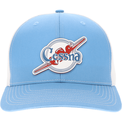 Aeroplane Apparel Company Headwear Columbia Blue/White Cessna 40's Logo Velocity Trucker Hat - Red/White/Blue