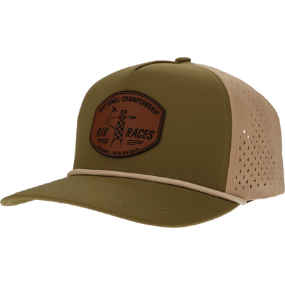 Roswell Air Races Headwear Green/Tan Roswell Air Races Leatherette Patch Five Panel Rope Hat