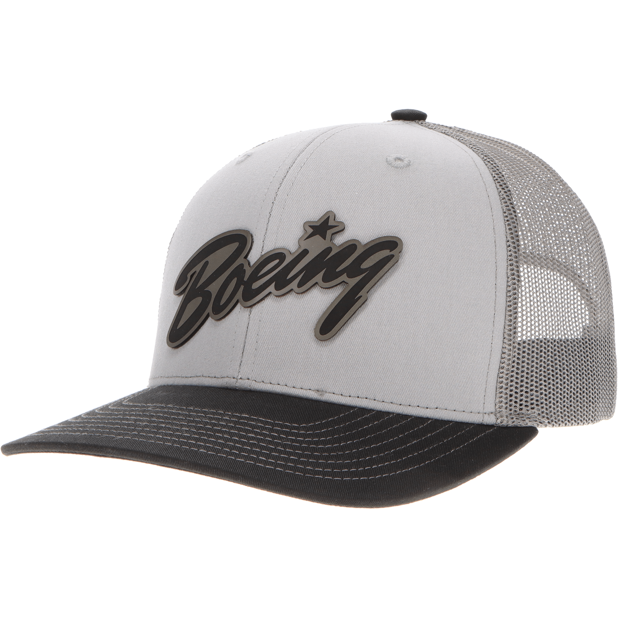 Aeroplane Apparel Company Headwear Grey/Charcoal/Black Boeing Script Logo Heritage Trucker Hat - Charcoal