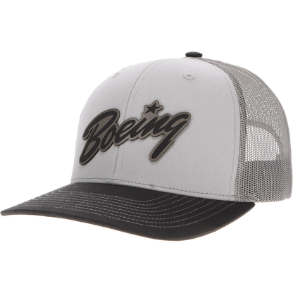 Aeroplane Apparel Company Headwear Grey/Charcoal/Black Boeing Script Logo Heritage Trucker Hat - Charcoal