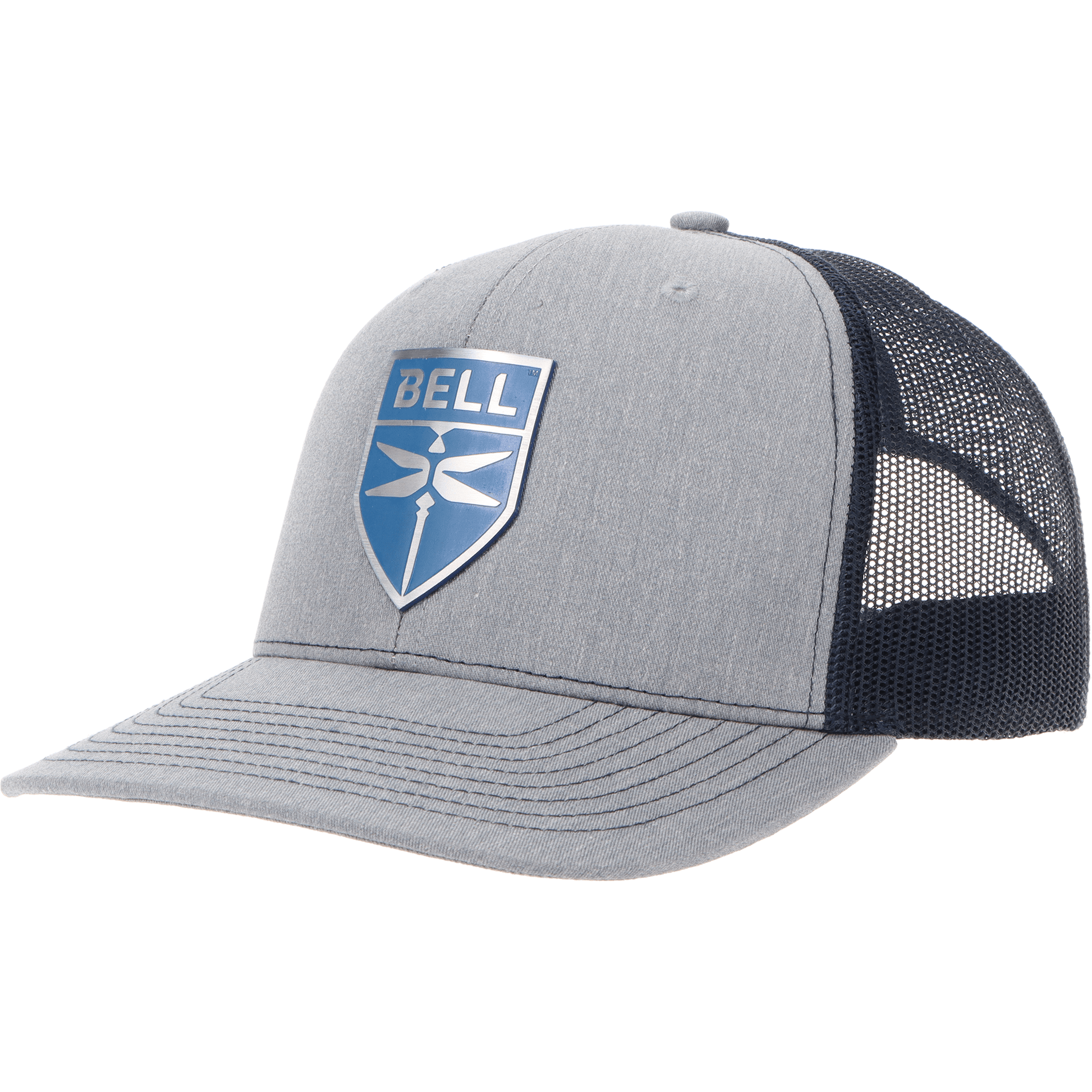 Aeroplane Apparel Company Headwear Heather Grey/Navy Bell Modern Logo Heritage Trucker Hat - Steel/Blue