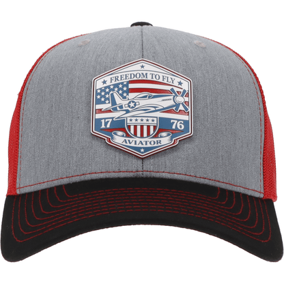 Aeroplane Apparel Company Headwear Heather Grey/Red/Black Freedom To Fly Richardson 112 Velocity Trucker Hat - Red/White/Blue