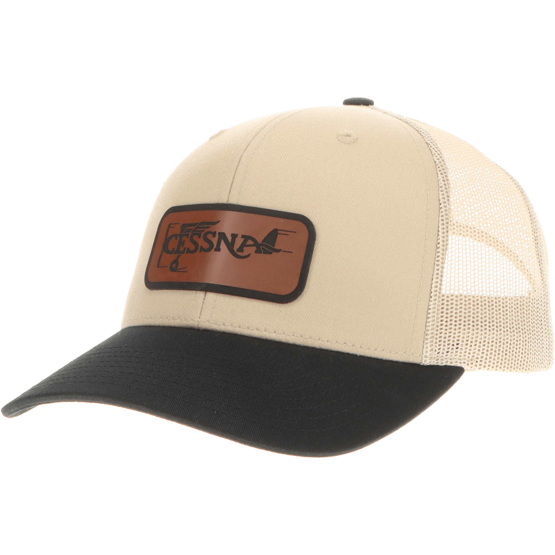 Aeroplane Apparel Company Headwear Khaki/Black Cessna 20's Logo Richardson 112 Heritage Trucker Hat - Buckskin