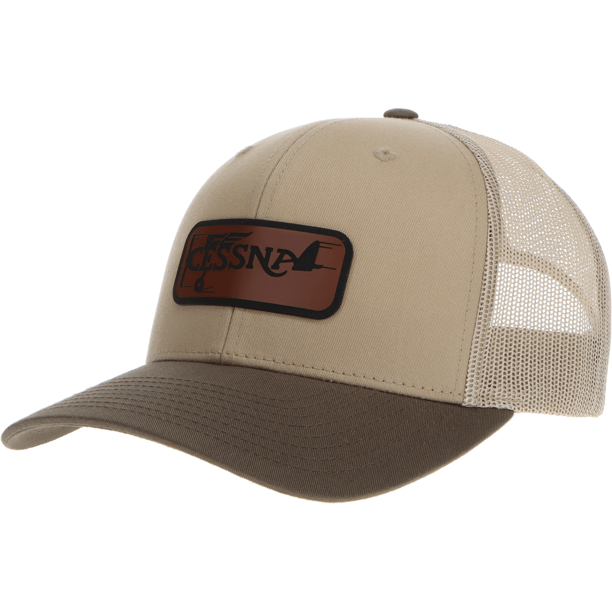 Aeroplane Apparel Company Headwear Khaki/Chocolate Chip Cessna 20's Logo Heritage Trucker Hat - Buckskin