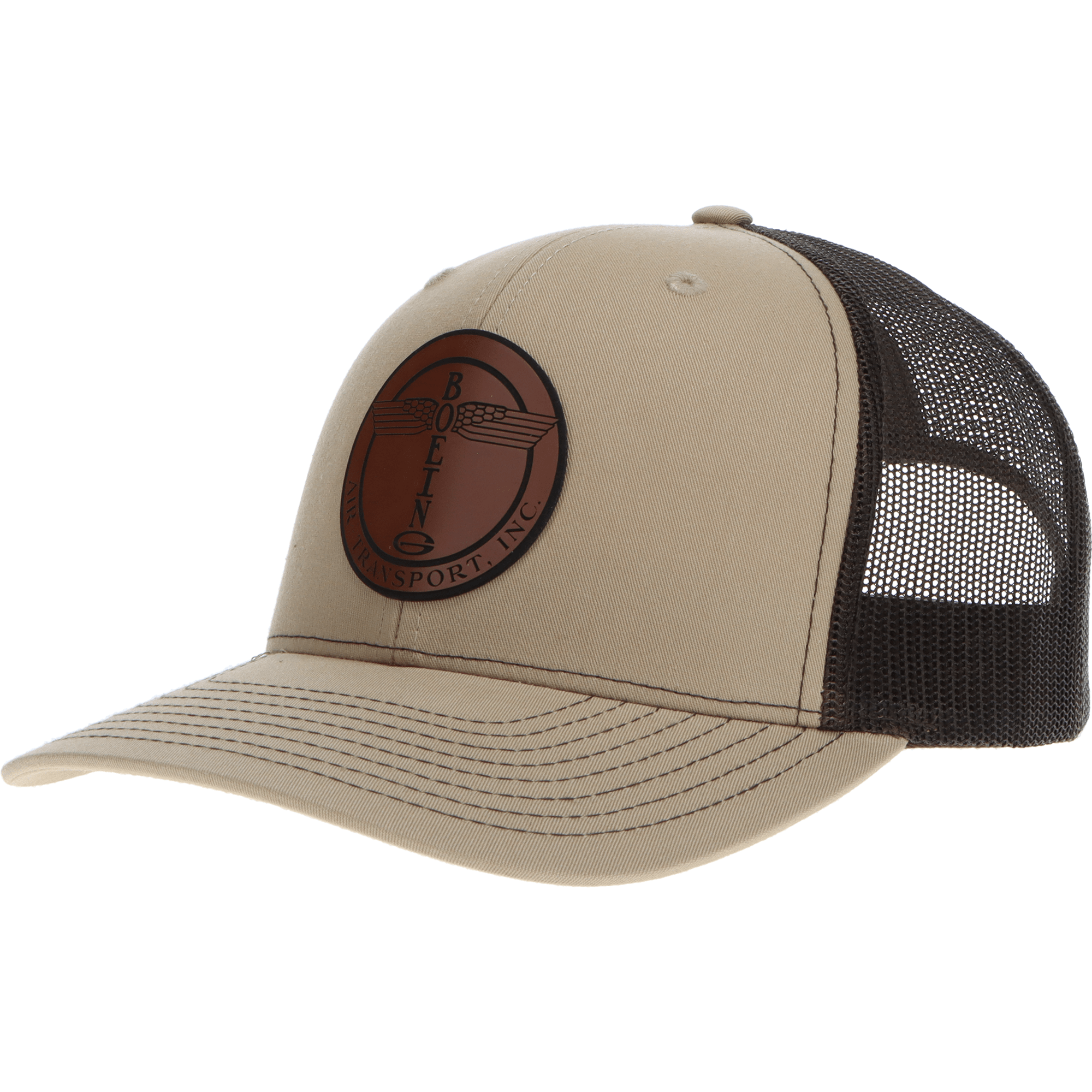 Aeroplane Apparel Company Headwear Khaki/Coffee Boeing Air Transport Inc Logo Heritage Trucker Hat - Buckskin