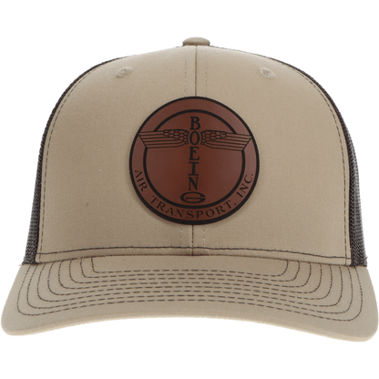 Aeroplane Apparel Company Headwear Khaki/Coffee Boeing Air Transport Inc Logo Heritage Trucker Hat - Buckskin