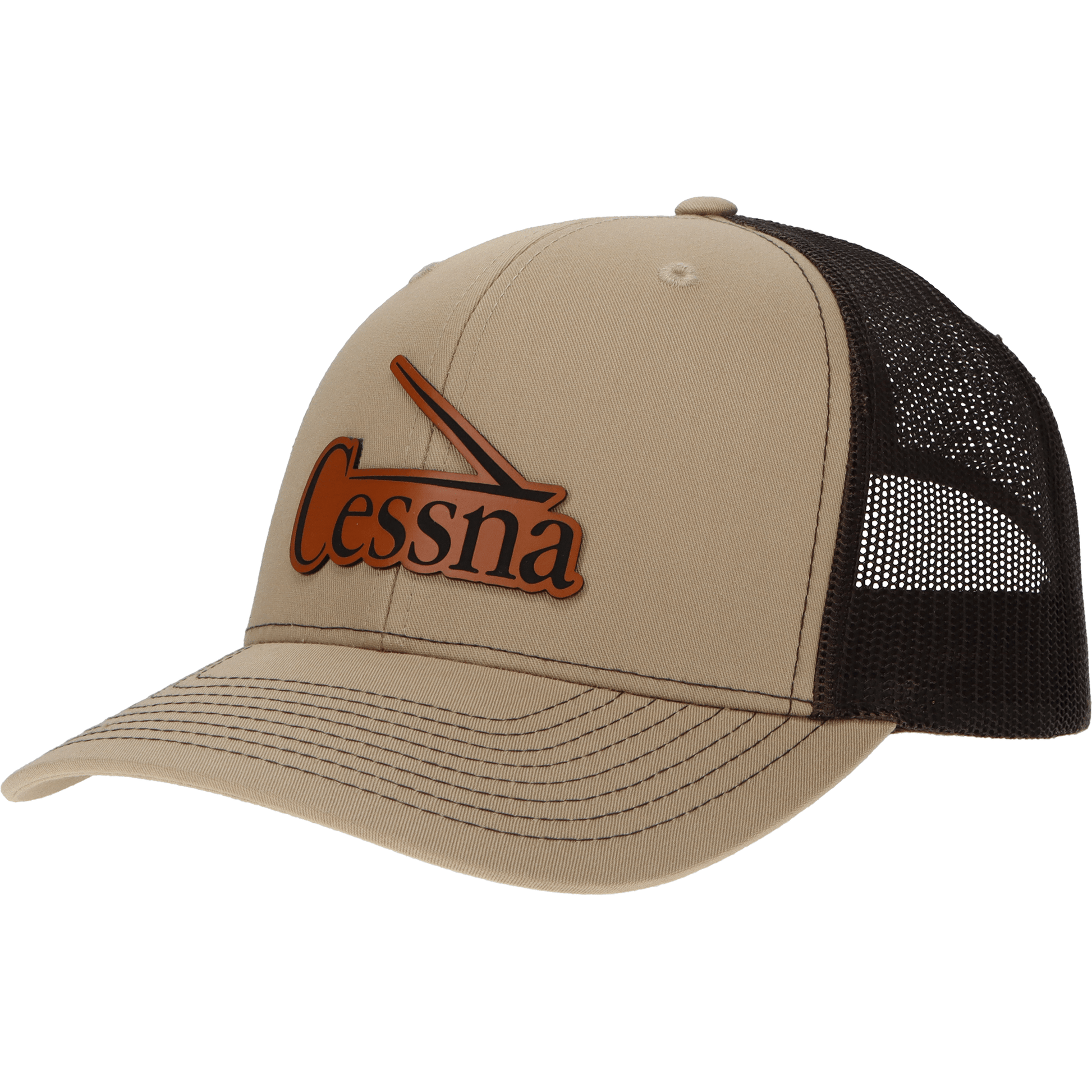Aeroplane Apparel Company Headwear Khaki/Coffee Cessna 50's & 60's Logo Heritage Trucker Hat - Buckskin