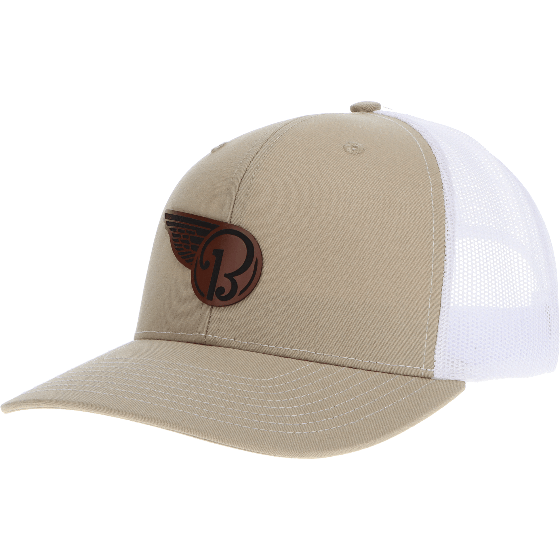 Aeroplane Apparel Company Headwear Khaki/White Beechcraft Half Wing Logo Heritage Trucker Hat - Buckskin