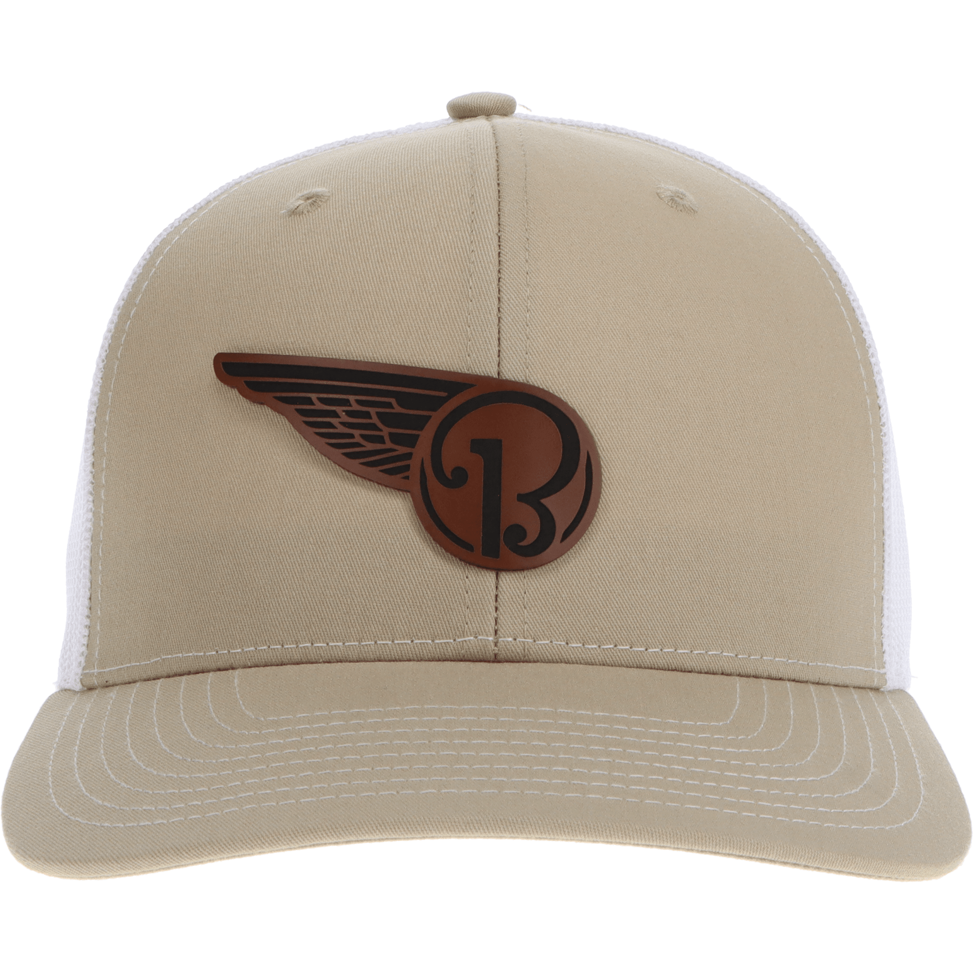 Aeroplane Apparel Company Headwear Khaki/White Beechcraft Half Wing Logo Heritage Trucker Hat - Buckskin