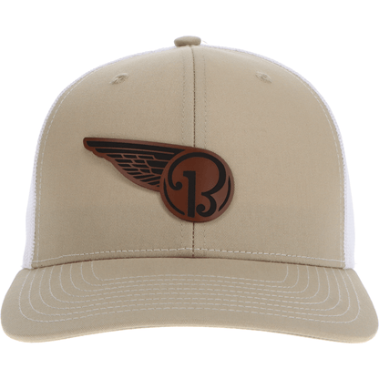 Aeroplane Apparel Company Headwear Khaki/White Beechcraft Half Wing Logo Heritage Trucker Hat - Buckskin