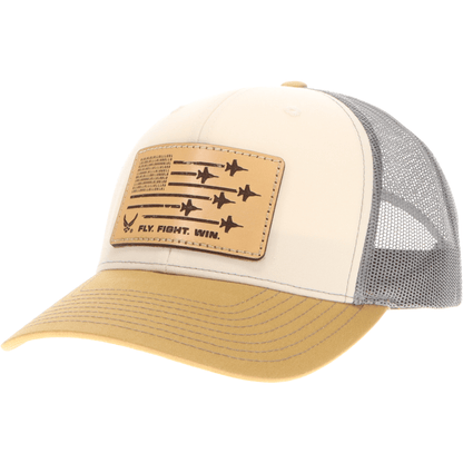 Aeroplane Apparel Company Headwear Mink Beige/Charcoal/Amber Gold U.S. Air Force "Fly Fight Win" Richardson 112 Signature Trucker Hat - Natural