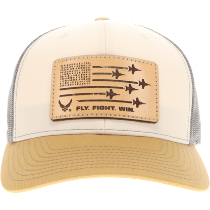 Aeroplane Apparel Company Headwear Mink Beige/Charcoal/Amber Gold U.S. Air Force "Fly Fight Win" Richardson 112 Signature Trucker Hat - Natural