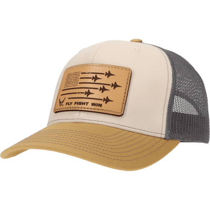 Aeroplane Apparel Company Headwear Mink Beige/Charcoal/Amber Gold U.S. Air Force "Fly Fight Win" Richardson 112 Signature Trucker Hat - Natural