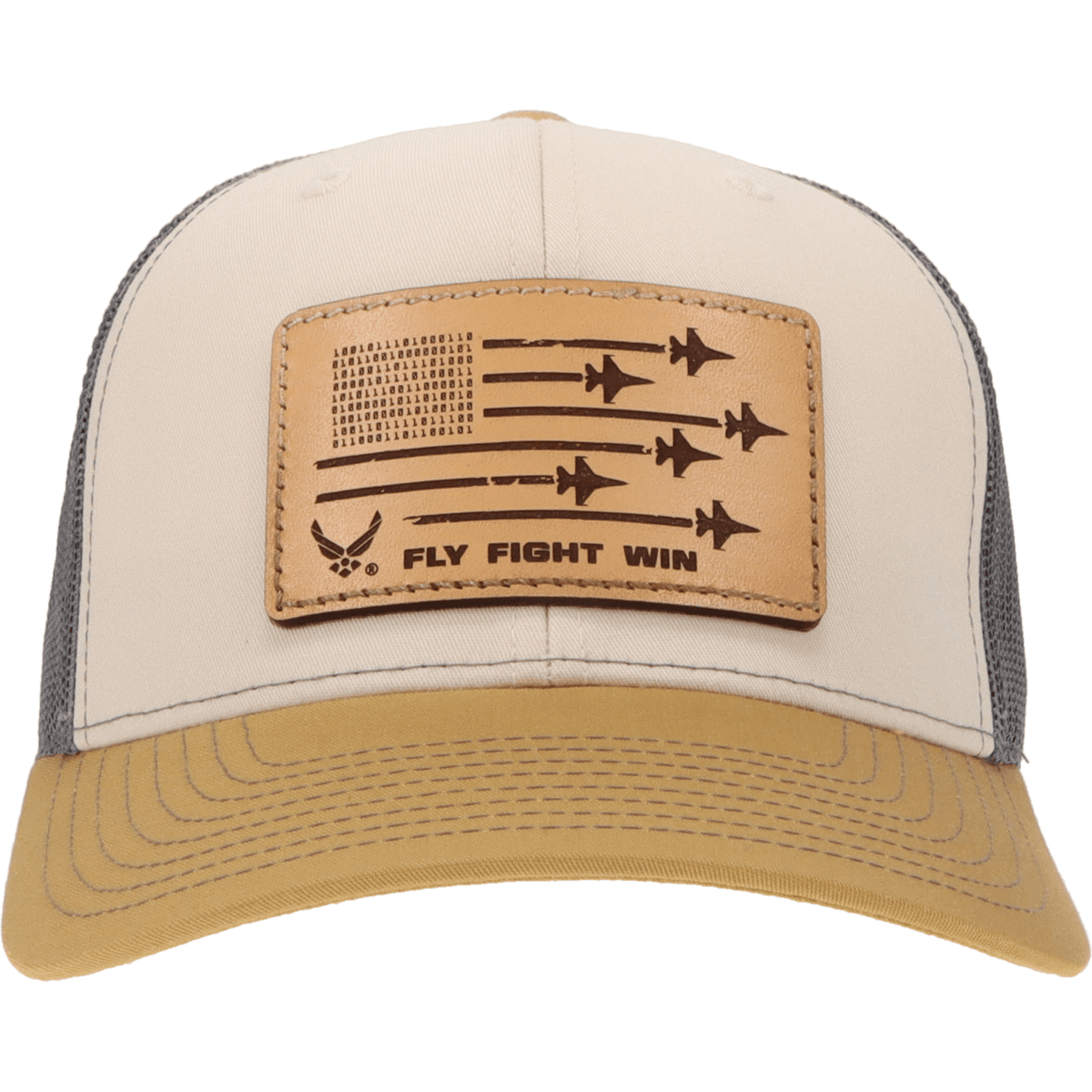Aeroplane Apparel Company Headwear Mink Beige/Charcoal/Amber Gold U.S. Air Force "Fly Fight Win" Richardson 112 Signature Trucker Hat - Natural