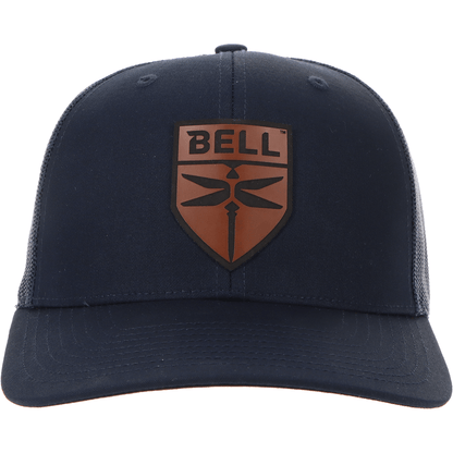 Aeroplane Apparel Company Headwear Navy Bell Modern Logo Heritage Trucker Hat - Buckskin