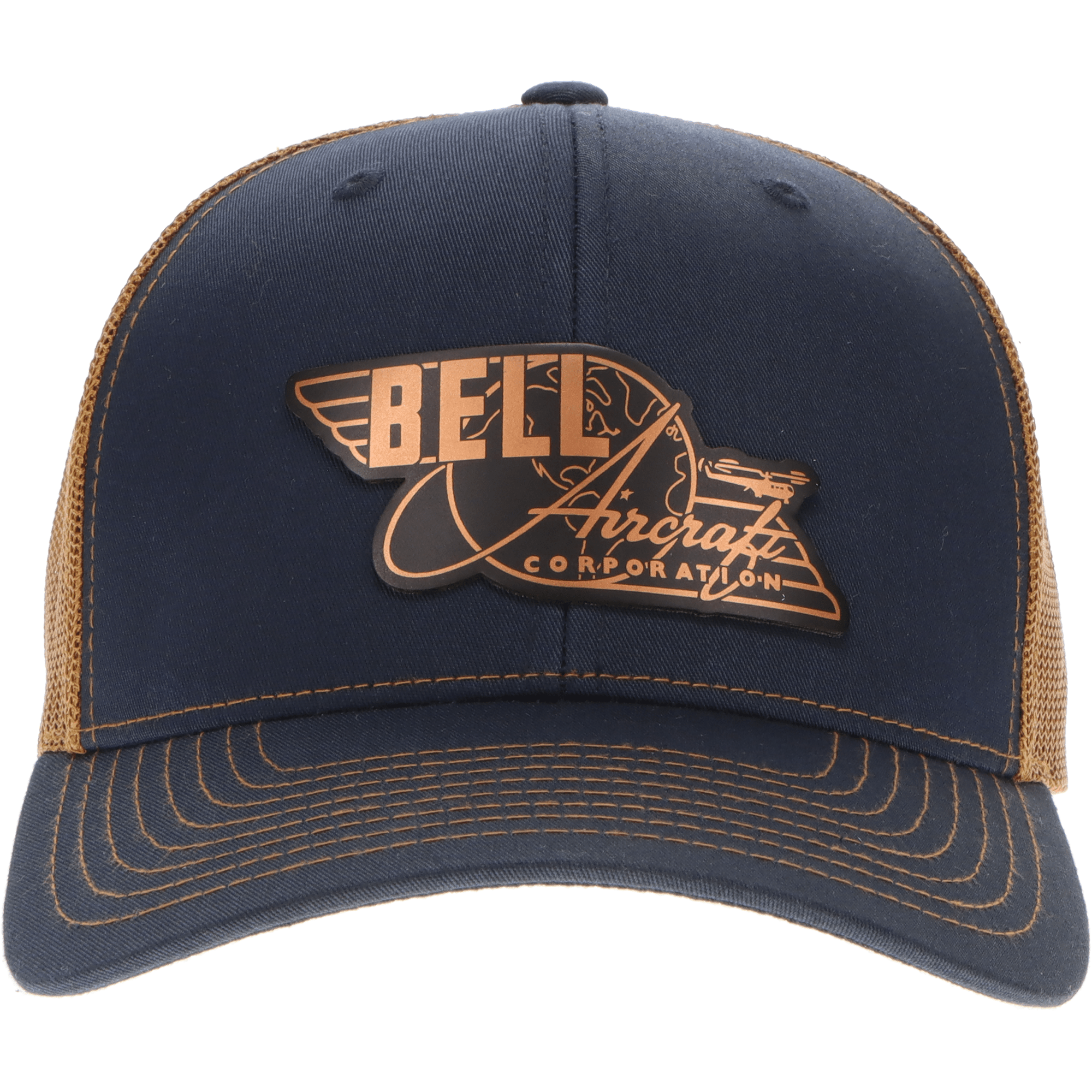 Aeroplane Apparel Company Headwear Navy/Caramel Bell Classic Logo Heritage Trucker Hat - Chrome