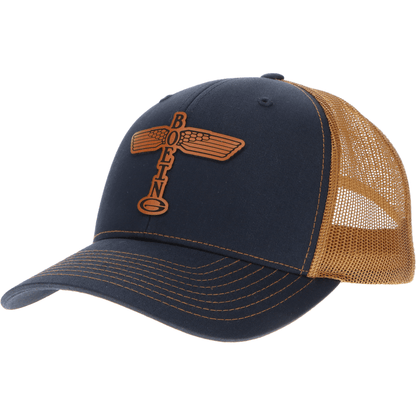 Aeroplane Apparel Company Headwear Navy/Caramel Boeing Airplane Company Logo Heritage Trucker Hat - Buckskin