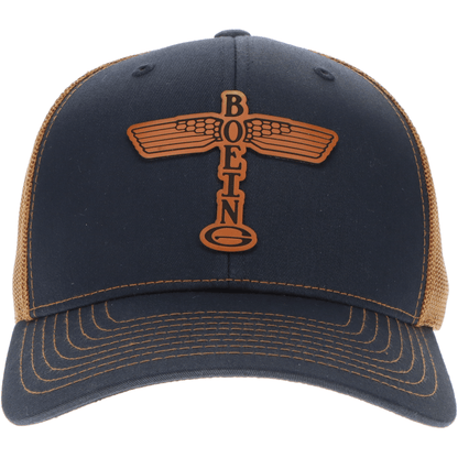Aeroplane Apparel Company Headwear Navy/Caramel Boeing Airplane Company Logo Heritage Trucker Hat - Buckskin