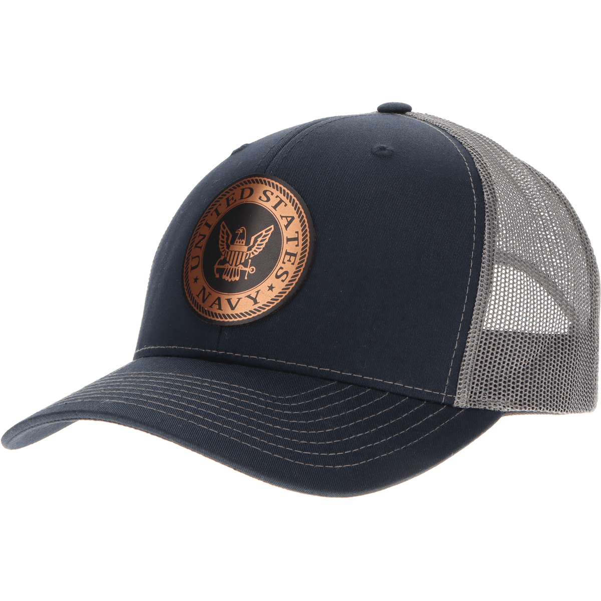 Aeroplane Apparel Company Headwear Navy/Charcoal U.S. Navy Crest Heritage Trucker Hat - Chrome