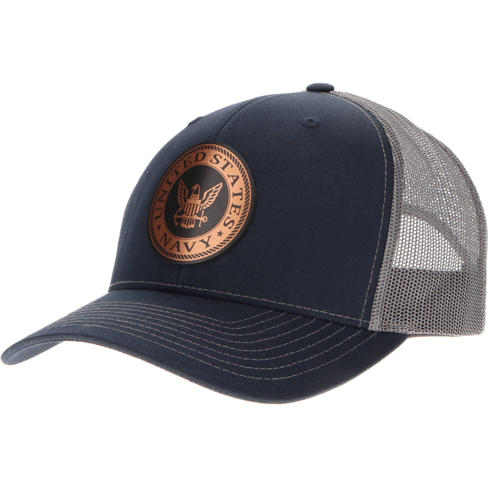 Aeroplane Apparel Company Headwear Navy/Charcoal U.S. Navy Crest Heritage Trucker Hat - Chrome